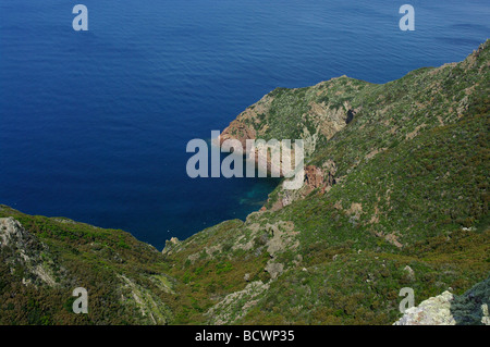 Capraia coastline, Tuscan Archipelago, Tuscany, Italy Stock Photo