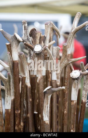 The CLA Game Fair at Belvoir Castle Lincolnshire Hand Made Sticks at a Game Fair Stock Photo
