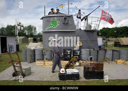 men pretending to be german navy officers from world war 2 at an event in kent, england Stock Photo