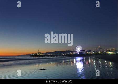 USA California Los Angeles Santa Monica Beach Pier and Ferris Wheel Stock Photo