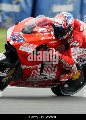 casey stoner australian 2007 motogp champion riding at the 2009 british gp for ducati marlboro on the desmoseidici Stock Photo