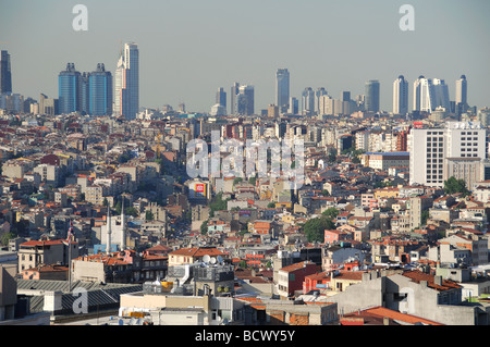 ISTANBUL, TURKEY. A view over Beyoglu district towards the Sisli and Levent business districts of the city. 2009. Stock Photo