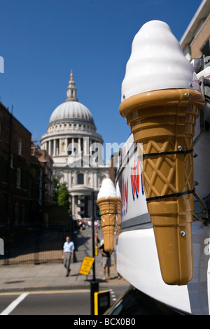 ice cream van outside st pauls cathedral in london Stock Photo