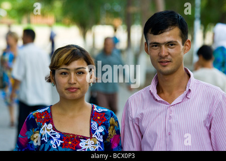 Young Couple in Turkmenabat or Charjou Turkmenistan Stock Photo