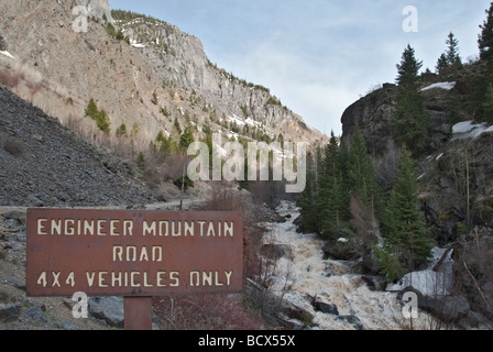 Colorado Million Dollar Highway near Ouray Alpine Loop turnoff Engineer Mountain Road four wheel drive Stock Photo