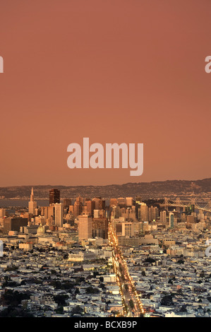 Usa California San Francisco Skyline viewed from Twin Peaks Stock Photo