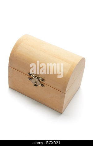 Miniature Wooden Box on White Background Stock Photo