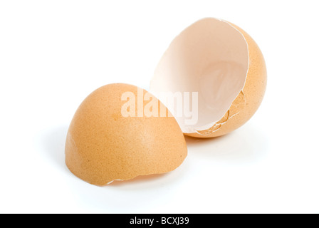 racked hen s egg isolated on white Stock Photo