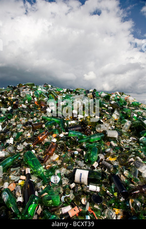 Bottles broken in public recycling materials Stock Photo - Alamy