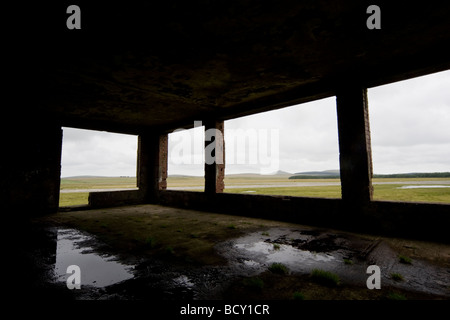 Interior shot of disused control tower at RAF Davidstow moor  near Camelford in Cornwall. Stock Photo