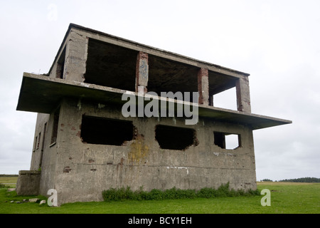 Disused control tower at RAF Davidstow moor  near Camelford in Cornwall Stock Photo