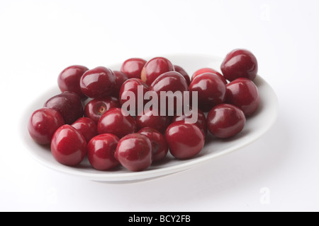 red cherry on white background Stock Photo
