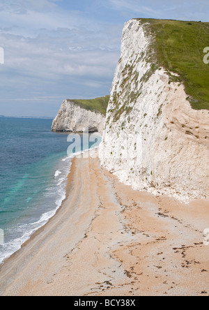 Stunning coastline looking east near Durdle Door on Dorset's south coast, with the chalk cliffs of Swyre Head in the foreground Stock Photo