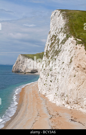 Stunning coastline looking east near Durdle Door on Dorset's south coast, with the chalk cliffs of Swyre Head in the foreground. Stock Photo
