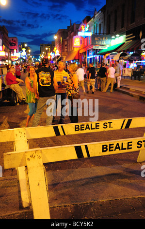 Tennessee Memphis Beale Street crowds gather on a Saturday night Stock Photo