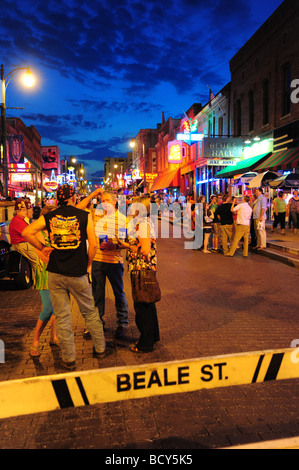 Tennessee Memphis Beale Street crowds gather on a Saturday night Stock Photo
