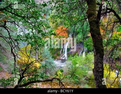 Burney Falls with fall color McArthur Burney Falls Memorial State Park California Stock Photo