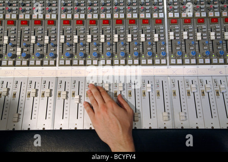 Mixing console at Robert Schumann University sound studio, Duesseldorf, Germany Stock Photo