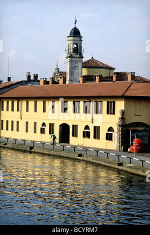 Naviglio Canal to Gaggiano Milan Italy Stock Photo