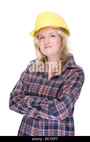 Full isolated portrait of a beautiful caucasian craftswoman Stock Photo