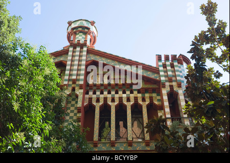 Detail of the Casa Vicens Antonio Gaudi Architect Gracia District Barcelona Catalonia Spain Stock Photo