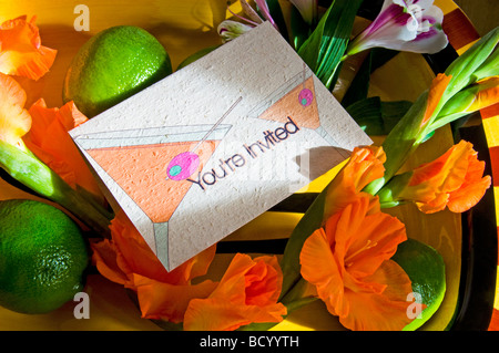 Folded paper greeting card invitations Stock Photo