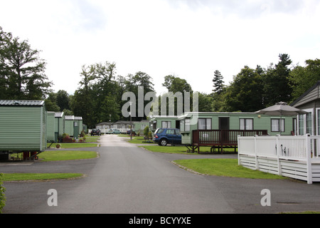 Static caravans on site in Follifoot, Harrogate, North Yorkshire Stock Photo