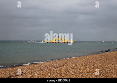 A Ikea branded Red Funnel ferry coming into Cowes on the Isle of Wight Stock Photo