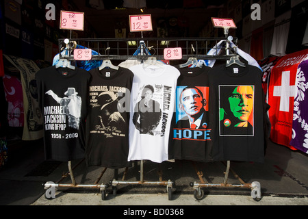Barack Obama and Michael Jackson Tee Shirts for sale Venice Beach Los Angeles County United States of America Stock Photo