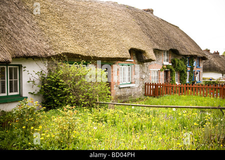 Thatched cottage with garden in Adare Limerick County Ireland Stock Photo