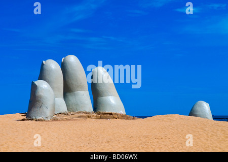 the Hand a famous sculpture in Punta del este Uruguay Stock Photo