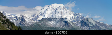 Panorama of the Mont Blanc massif in summer from Les Arcs Stock Photo