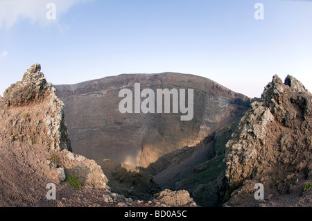 The massive crater of the volcanic Mount Vesuvius, Naples, Italy. Stock Photo