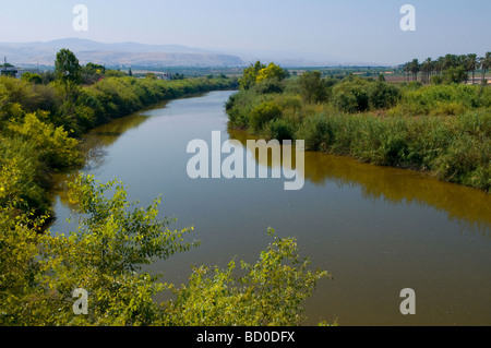 The Jordan river flowing at the northern Jordan valley  Israel Stock Photo