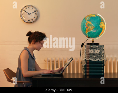 Young woman on laptop Stock Photo