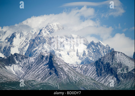 The Mont Blanc massif in summer from Les Arcs Stock Photo
