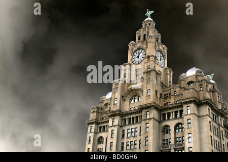 The Royal Liver Building, Pier Head, Liverpool, Merseyside, UK Stock Photo