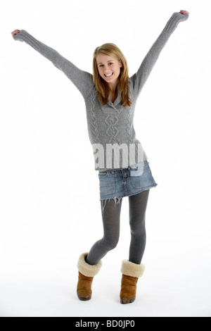 Full Length Portrait Of Teenage Girl Stock Photo