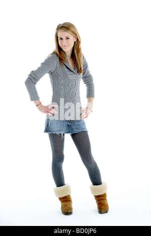 Full Length Portrait Of Teenage Girl Stock Photo