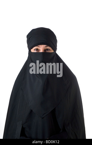 Islamic Muslim Woman Wearing A Burqa Niqab Burka And Making A V Sign 