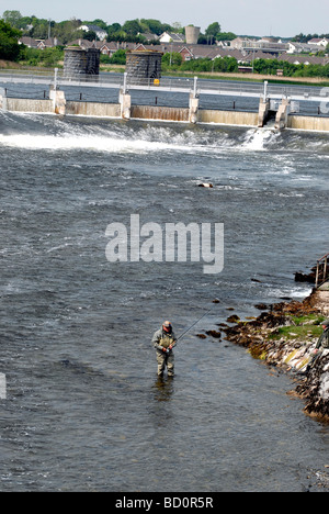 Salmon fishing in the Corrib river, Galway, County Galway, Ireland ...