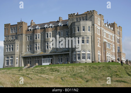 Village of Tintagel, England. Rear view of the Camelot Castle Hotel in Tintagel. Stock Photo