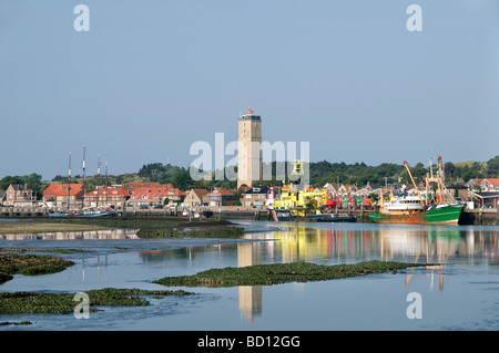 Terschelling Friesland Brandaris lighthouse Wadden Wad Sea Harbour Port Netherlands Stock Photo