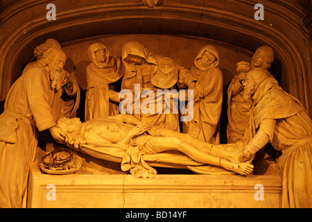 Saint Mary mourning and the dead Jesus, made of stone, in the St. Pierre Church in Avignon, Provence, France, Europe Stock Photo