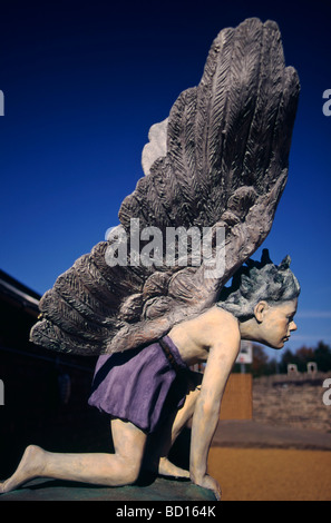 Stratford upon Avon,statue. 'Puck', the winged boy in Shakespeare's Midsummer Nights Dream, at Cox's yard Stratford upon Avon England c.1990. Stock Photo