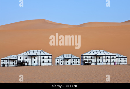 Libya Sahara desert a tent camp in the Ubari dunes area Stock Photo