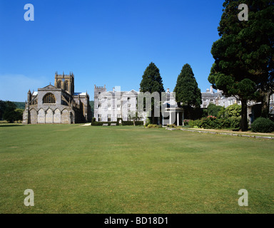 Milton Abbey and the main building of Milton Abbey School near the Dorset village of Milton Abbas Stock Photo