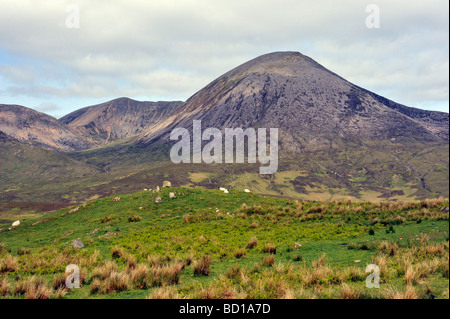 Beinn Dearg Bheag, Beinn Dearg Mhor and Beinn na Caillich, from Strath Suardal. Strathaird, Isle of Skye, Scotland, U.K., Europe Stock Photo