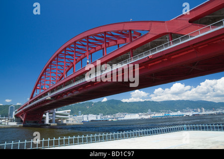 Low Angle View of Red Bridge Stock Photo