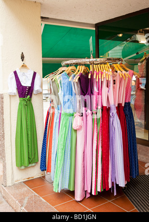 Typical Female national costume dresses on display outside a traditional dress store Bavaria, Germany Europe Stock Photo